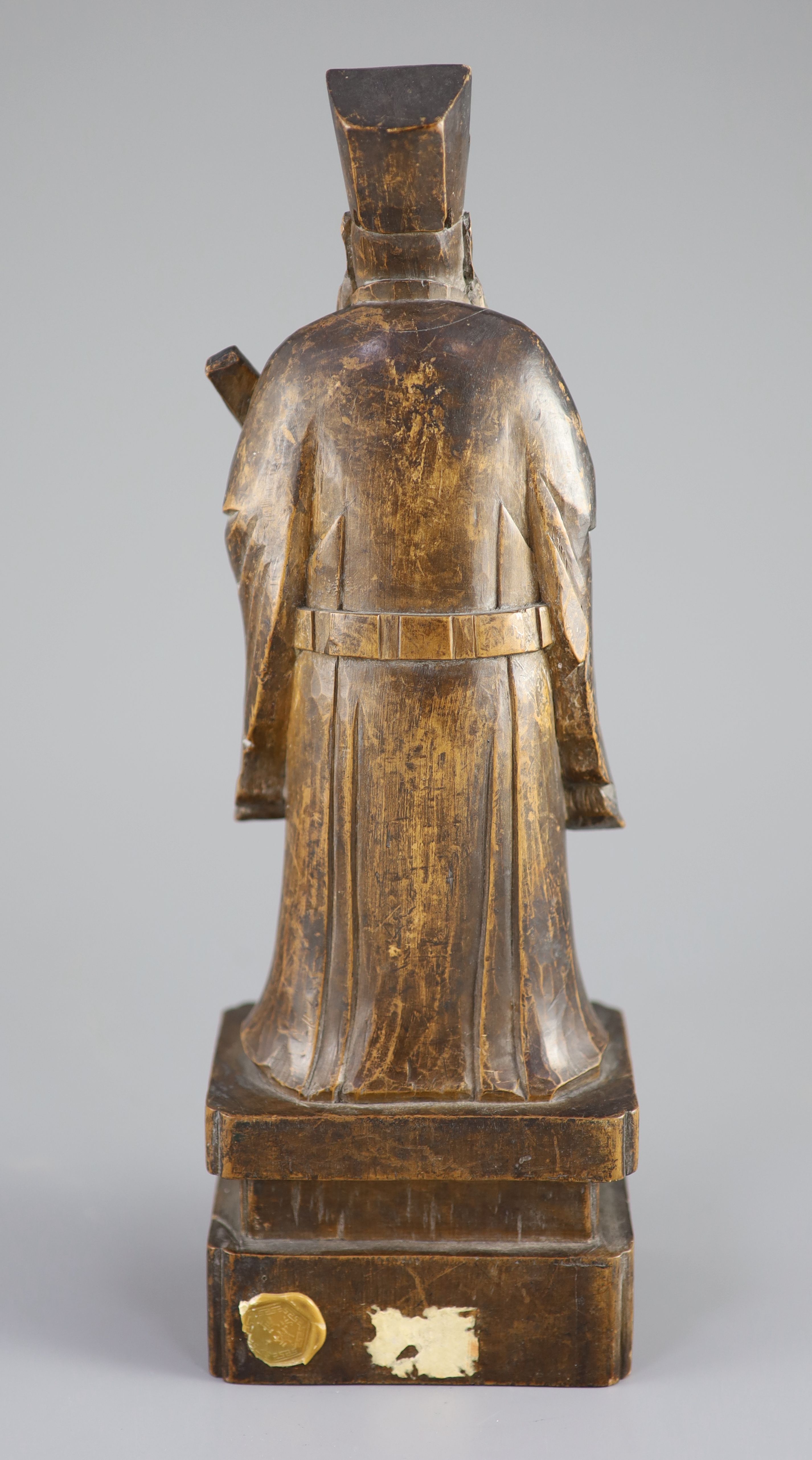 A Chinese boxwood figure of an immortal, 19th century, 29.5 cm high
